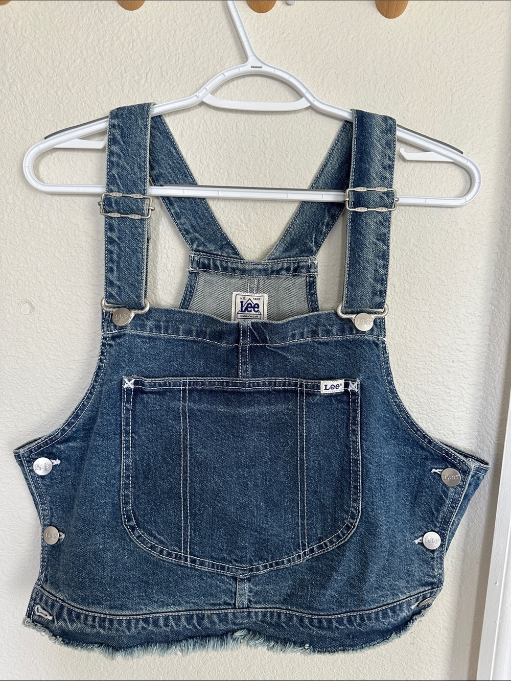 Lee Dark Blue Denim Cropped Overalls